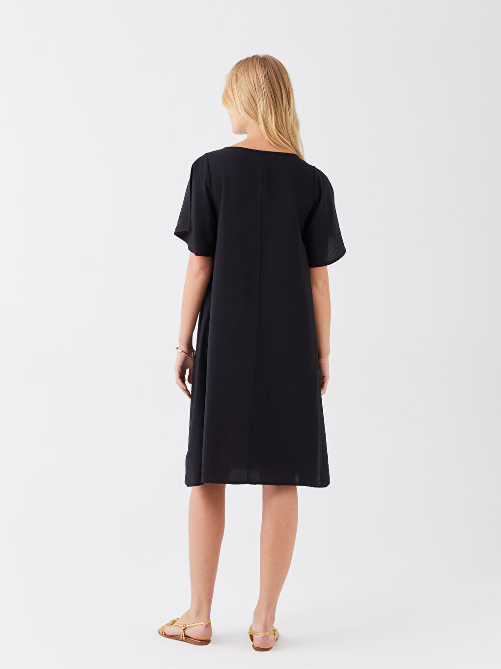 Crew Neck Straight Short Sleeve A Cut Women's Dress-4