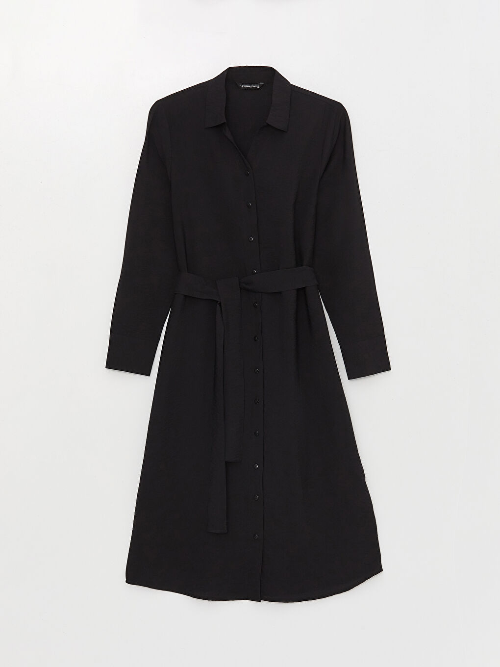 LCWAIKIKI Classic Collared Neck Plain Long Sleeve Women's Dress -W35687Z8-CVL