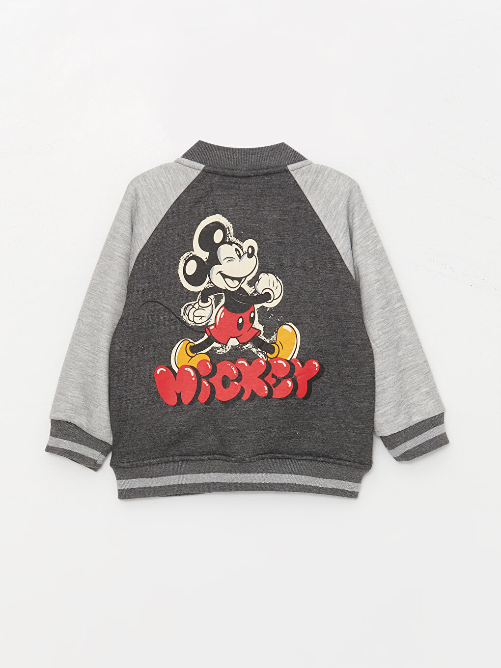 LCW baby Antrasit Melanj Kolej Yaka Mickey Mouse Baskılı Erkek Bebek Kolej Ceket - 3