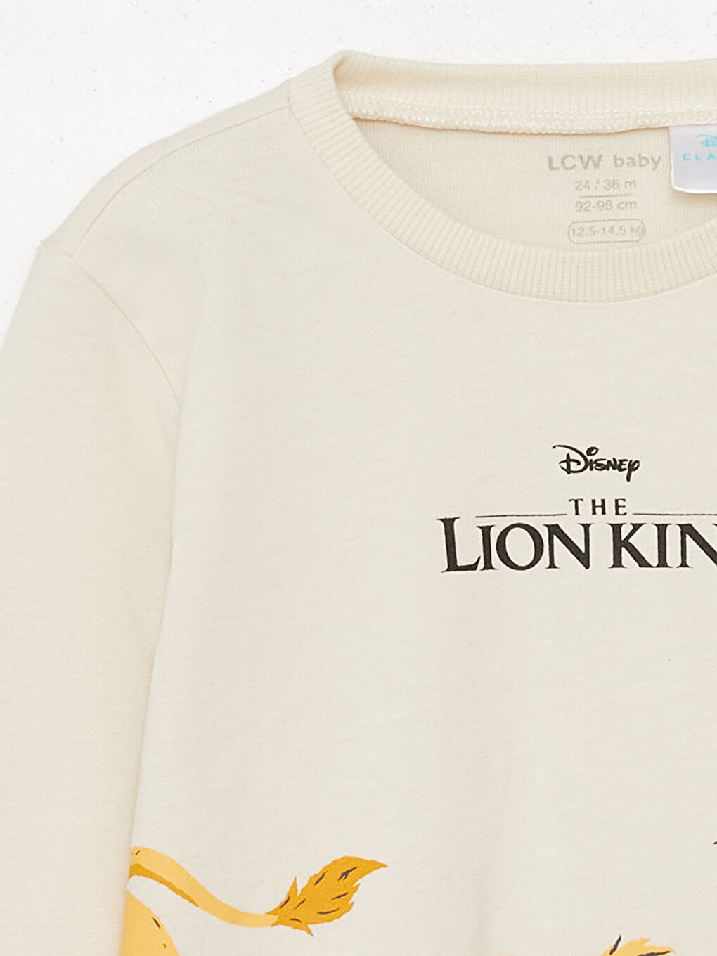 Bej Bisiklet Yaka Uzun Kollu Aslan Kral Baskılı Erkek Bebek Sweatshirt ve Pantolon 2'li Takım-5