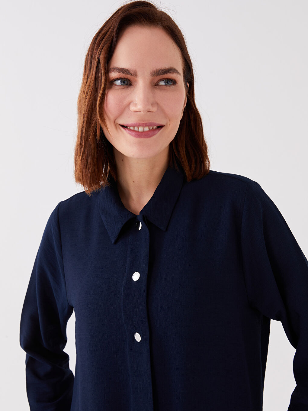 Lacivert Gömlek Yaka Kadın Ferace-2