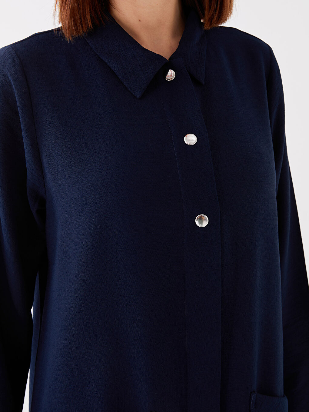 Lacivert Gömlek Yaka Kadın Ferace-3