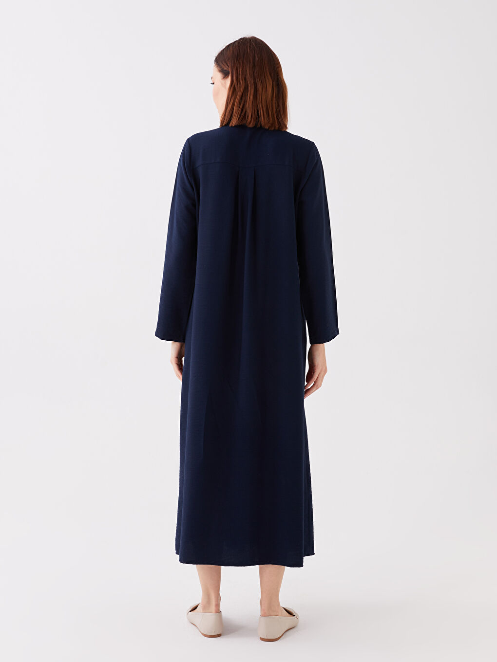 Lacivert Gömlek Yaka Kadın Ferace-4