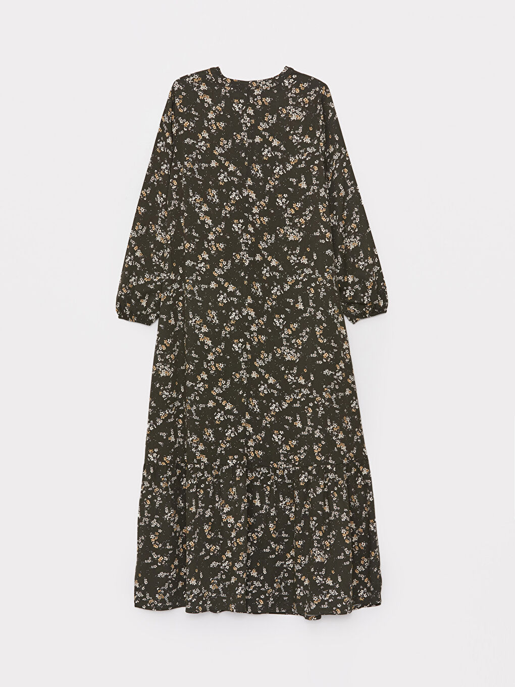 Petrol Bisiklet Yaka Desenli Uzun Kollu Kadın Elbise-6