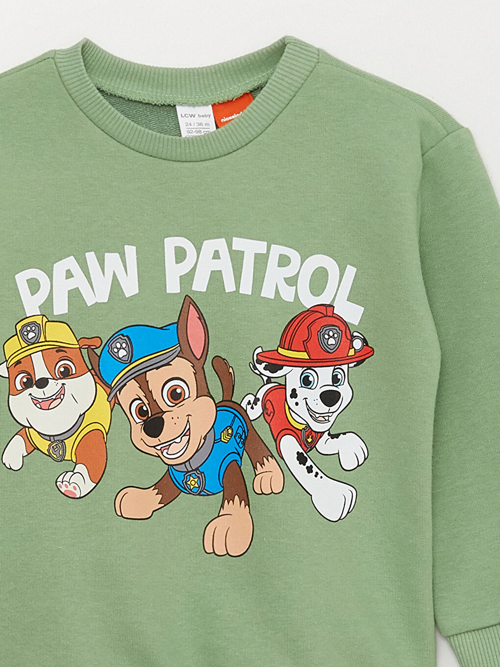 LCW baby Mat Yeşil Bisiklet Yaka Uzun Kollu Paw Patrol Baskılı Erkek Bebek Sweatshirt - 5