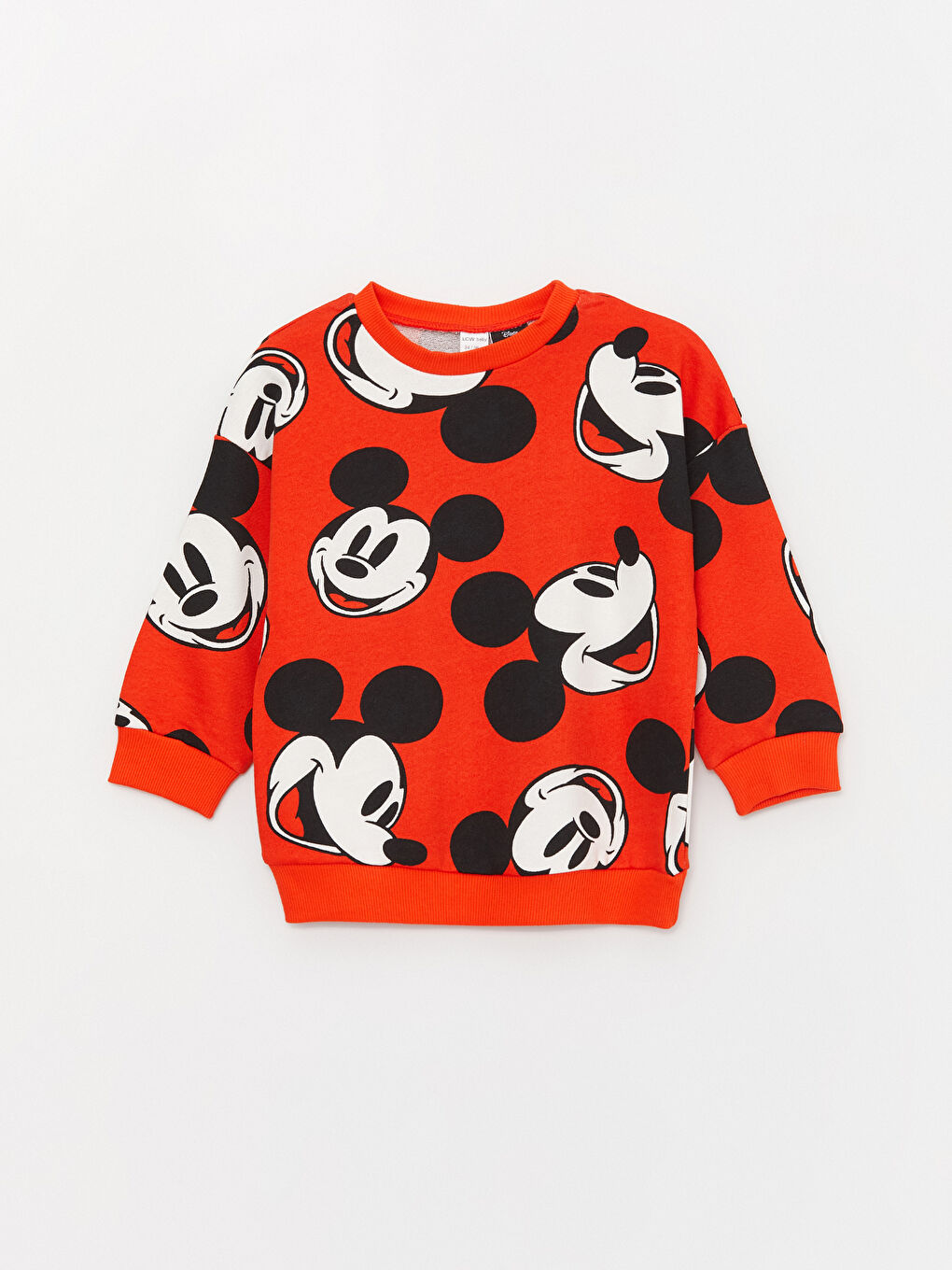 LCW baby Açık Turuncu Baskılı Bisiklet Yaka Mickey Mouse Baskılı Erkek Bebek Sweatshirt ve Eşofman Alt - 1