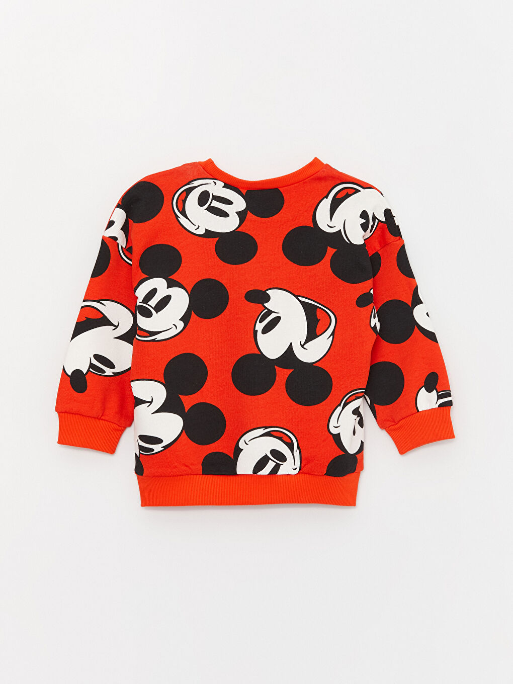 LCW baby Açık Turuncu Baskılı Bisiklet Yaka Mickey Mouse Baskılı Erkek Bebek Sweatshirt ve Eşofman Alt - 3