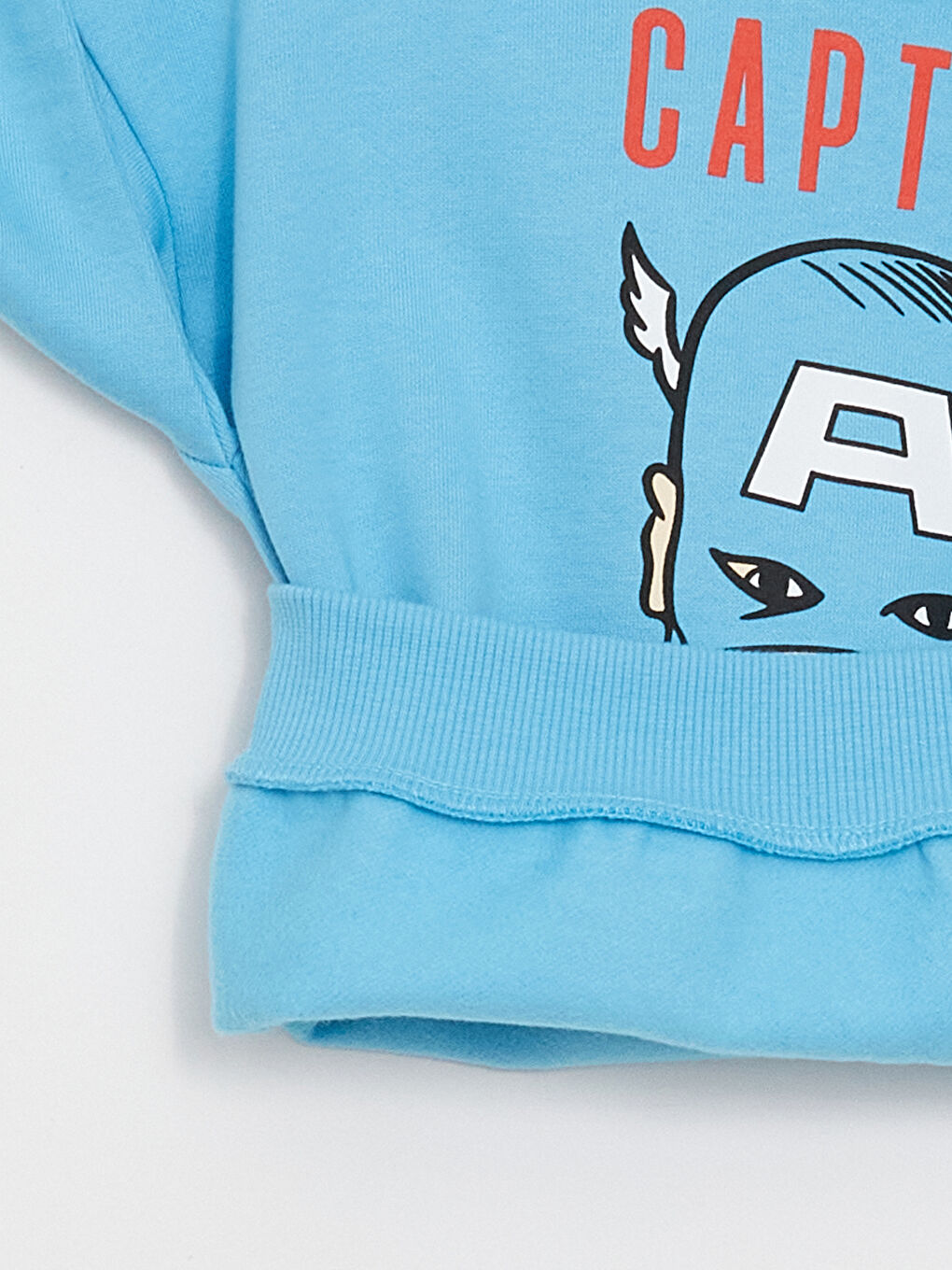 LCW baby Mavi Bisiklet Yaka Uzun Kollu Captain America Baskılı Erkek Bebek Sweatshirt - 1