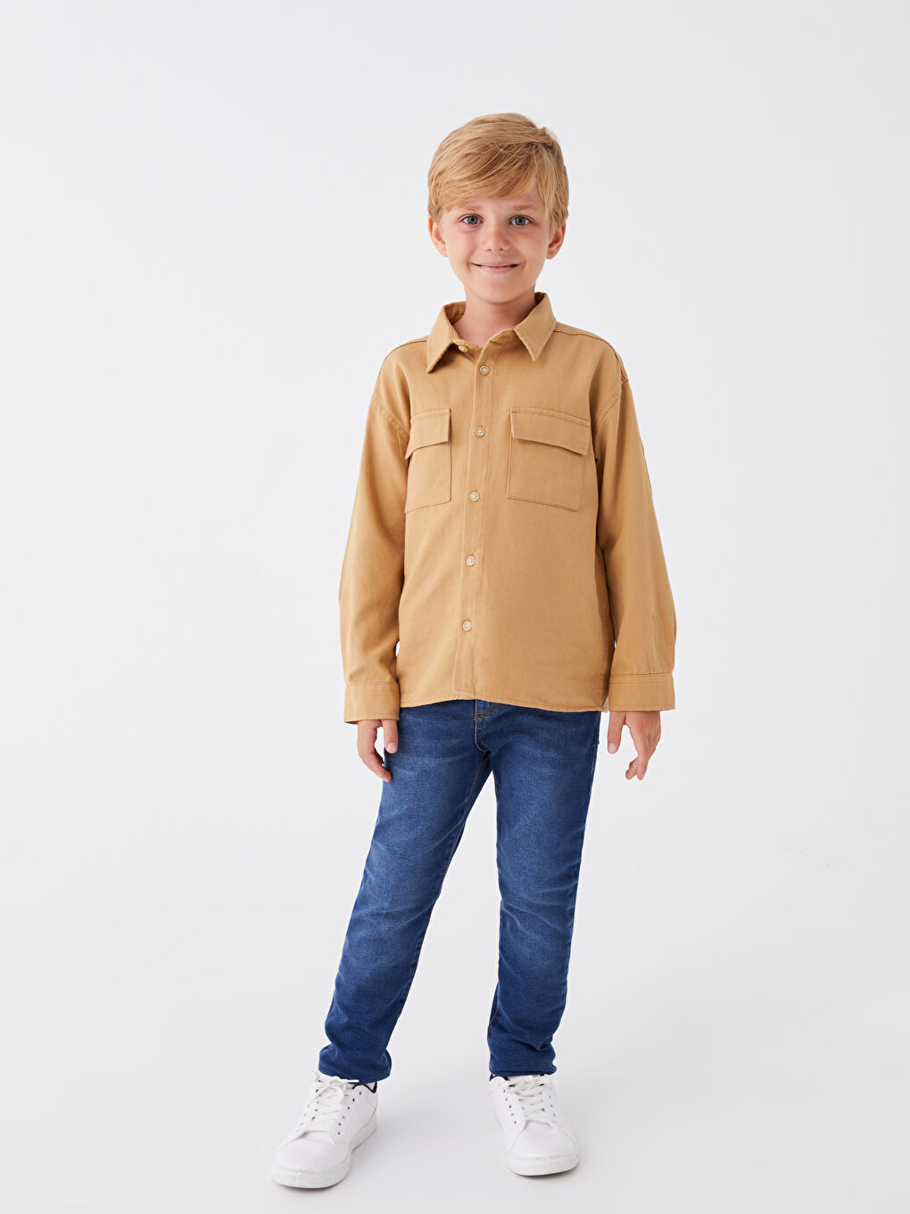 İndigo Beli Ayarlanabilir Lastikli Erkek Çocuk Jean Pantolon-1