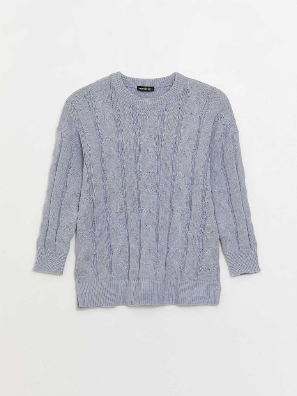 Crew Neck Patterned Long Sleeve Oversize Women's Knitwear Tunic-5