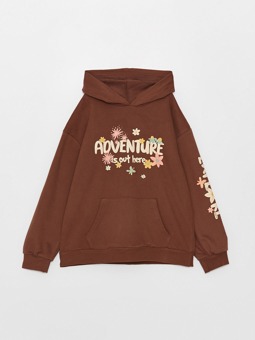 Hooded Printed Long Sleeve Girls' Sweatshirt