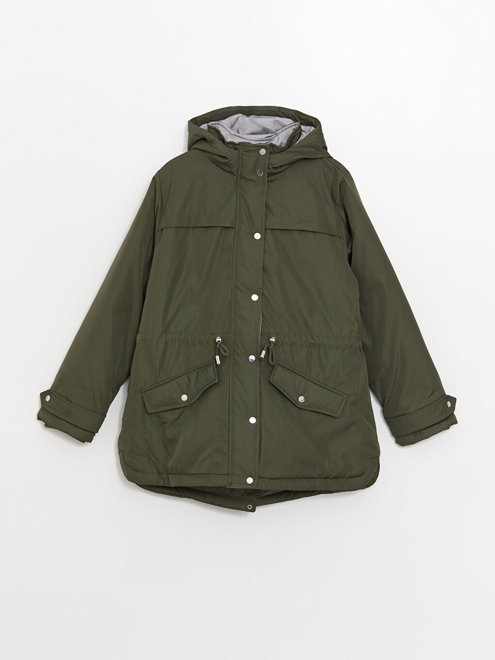 Women's Parka with Fur Detail Hooded Straight Long Sleeve-7