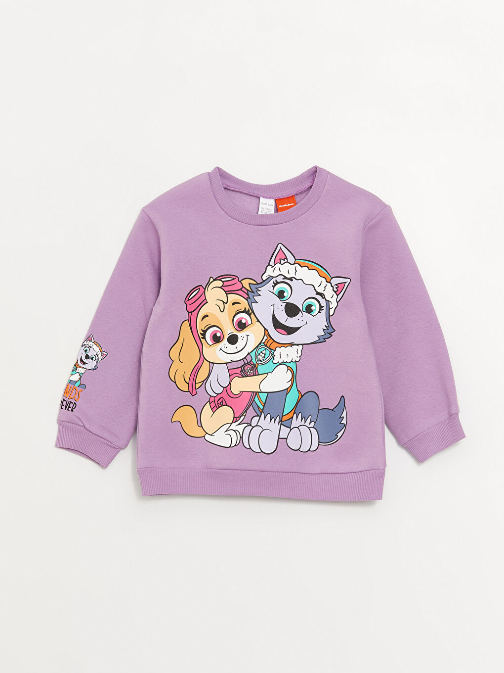 LCW baby Koyu Lila Bisiklet Yaka Uzun Kollu Paw Patrol Baskılı Kız Bebek Sweatshirt