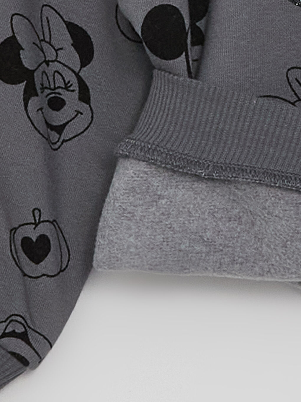 Antrasit Bisiklet Yaka Uzun Kollu Minnie Mouse Baskılı Kız Bebek Sweatshirt-1