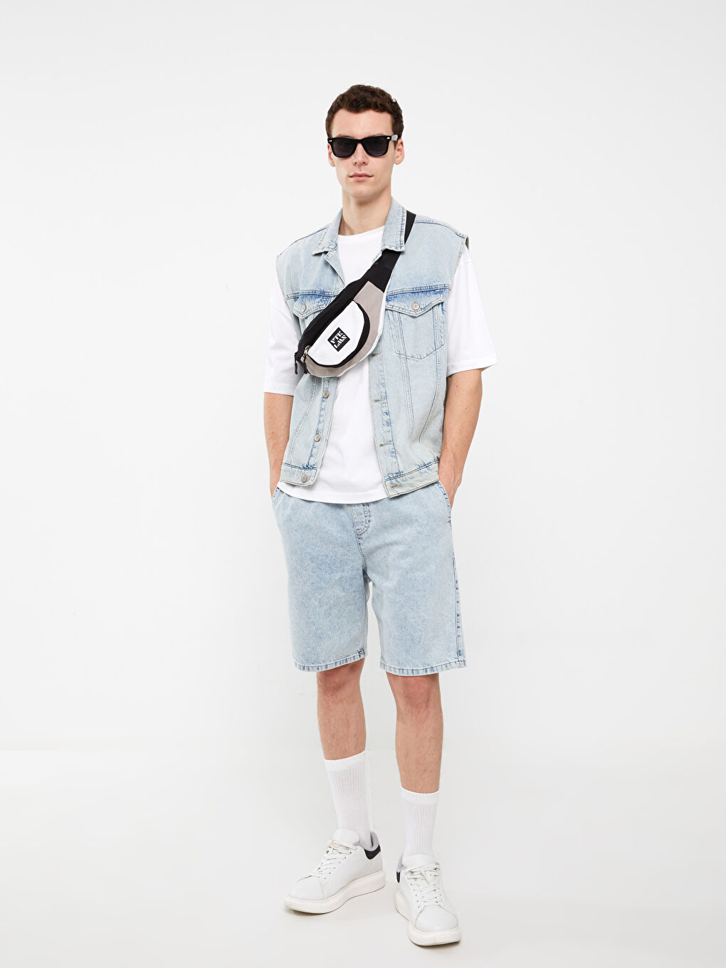 Karışık Etiket Detaylı Erkek Bel Çantası-2