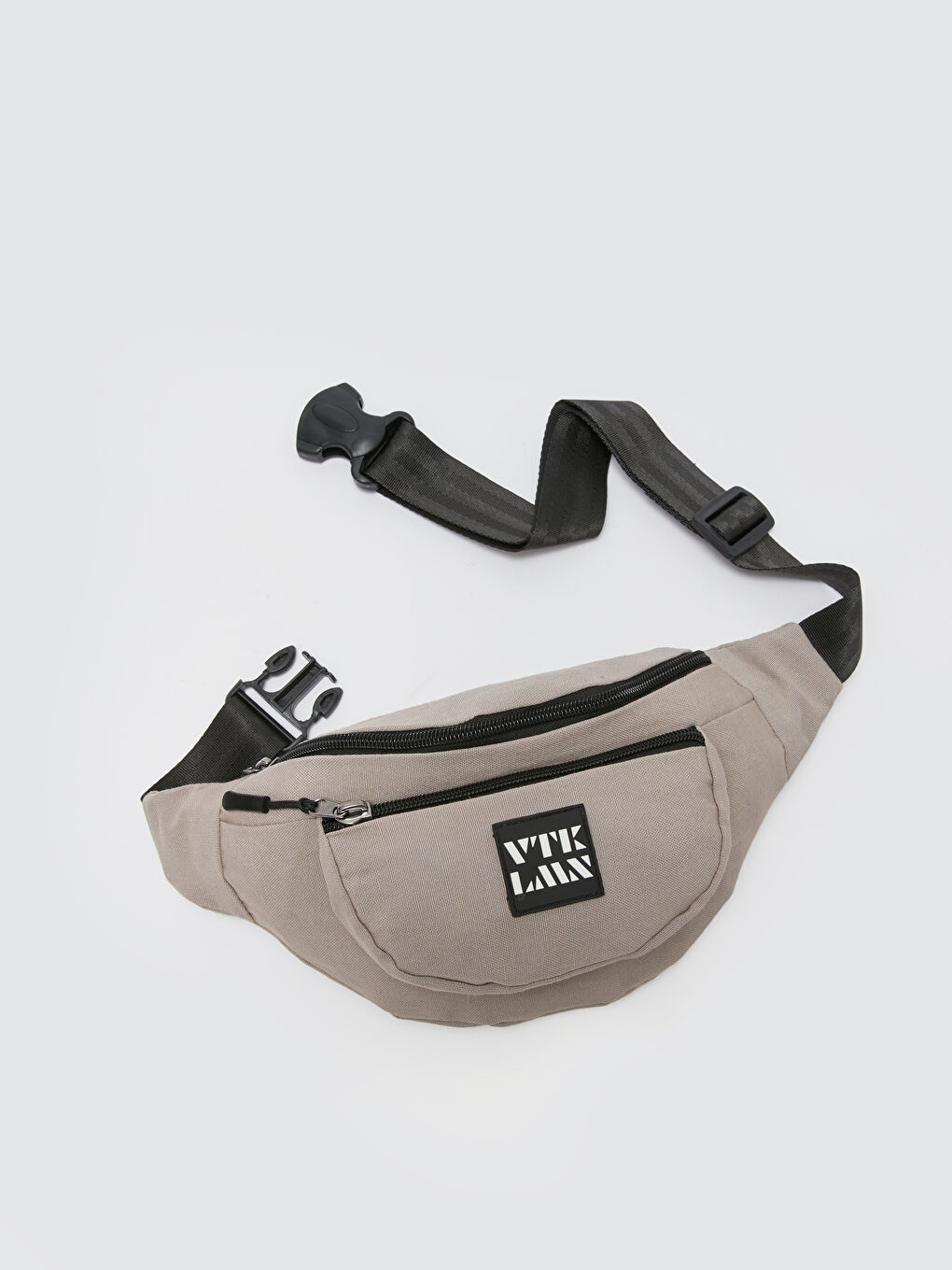 Gri Etiket Detaylı Erkek Bel Çantası-3