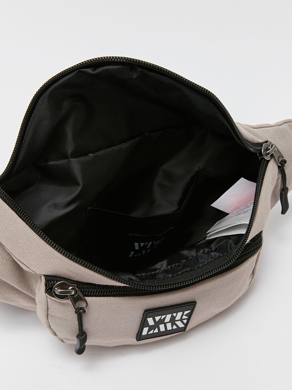 Gri Etiket Detaylı Erkek Bel Çantası-5