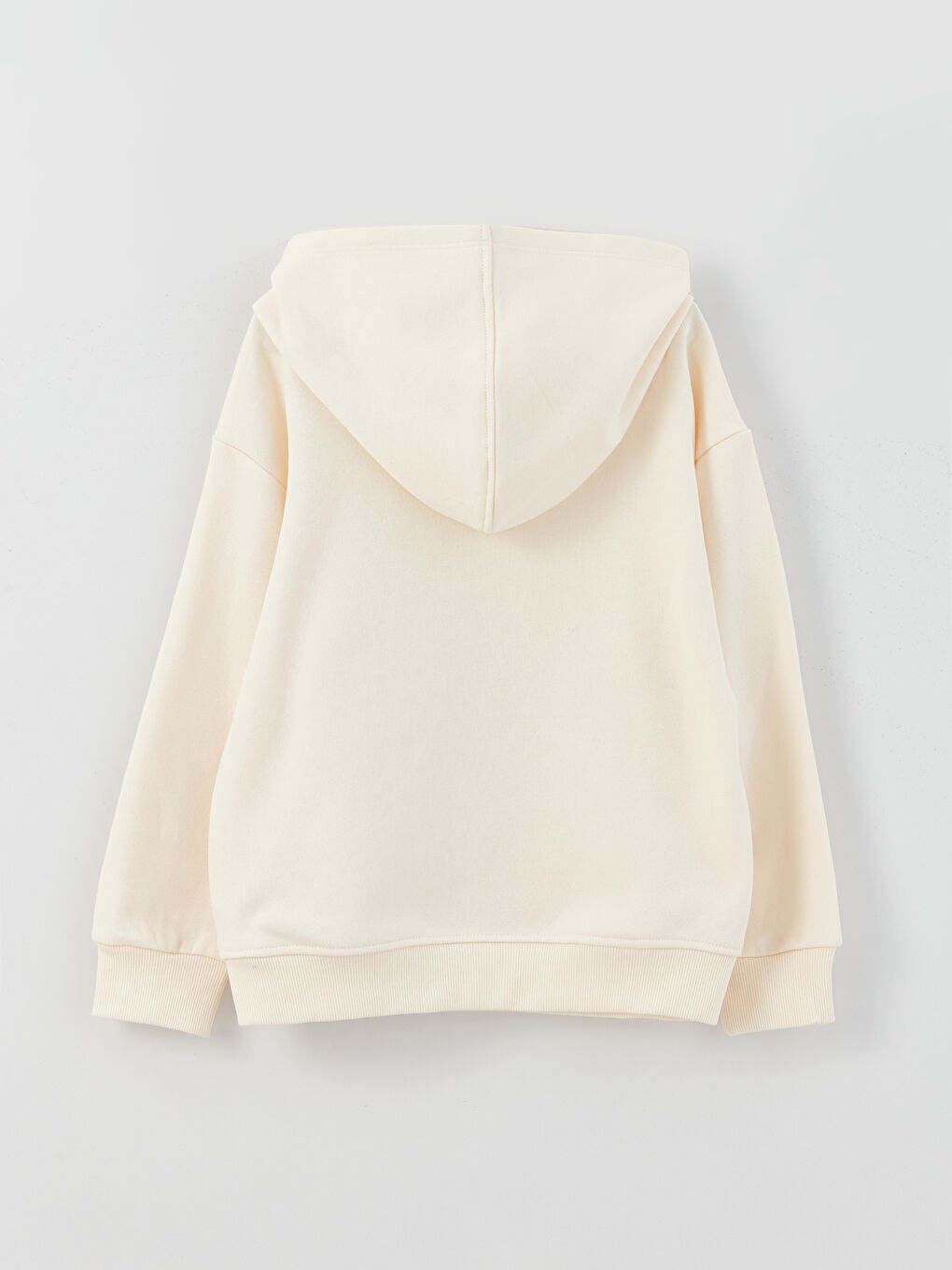 Ekru Baskılı Uzun Kollu Kız Çocuk Hoodie-1