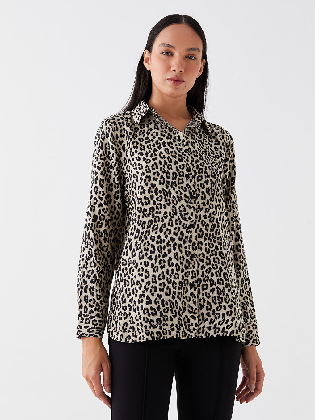 Patterned Long Sleeve Women's Shirt-1