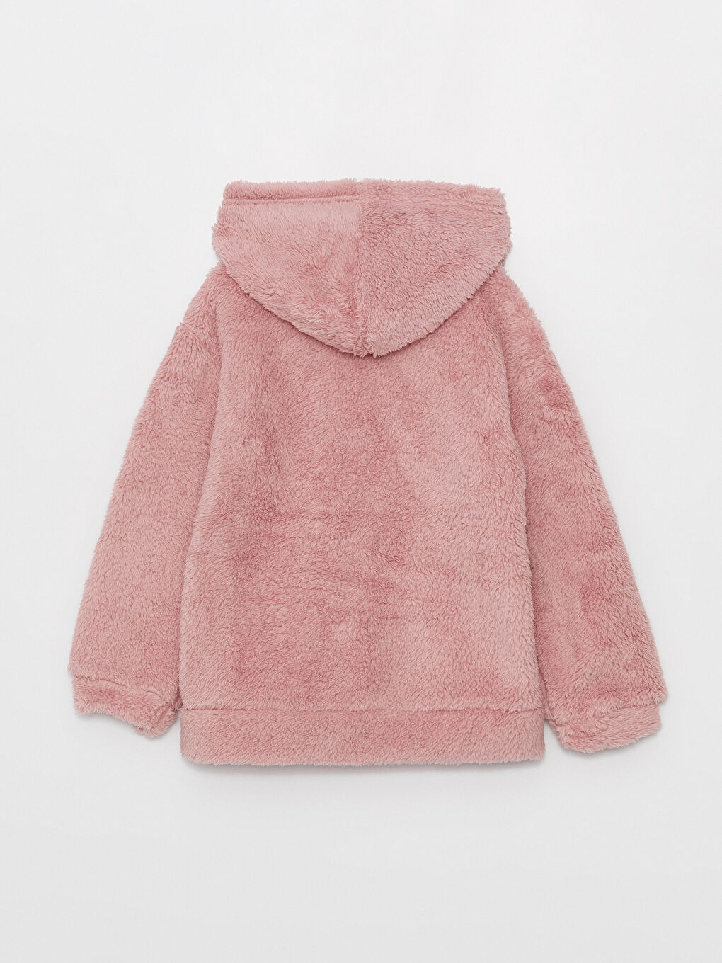 Hooded Basic Long Sleeve Plush Girl Zippered Sweatshirt-1