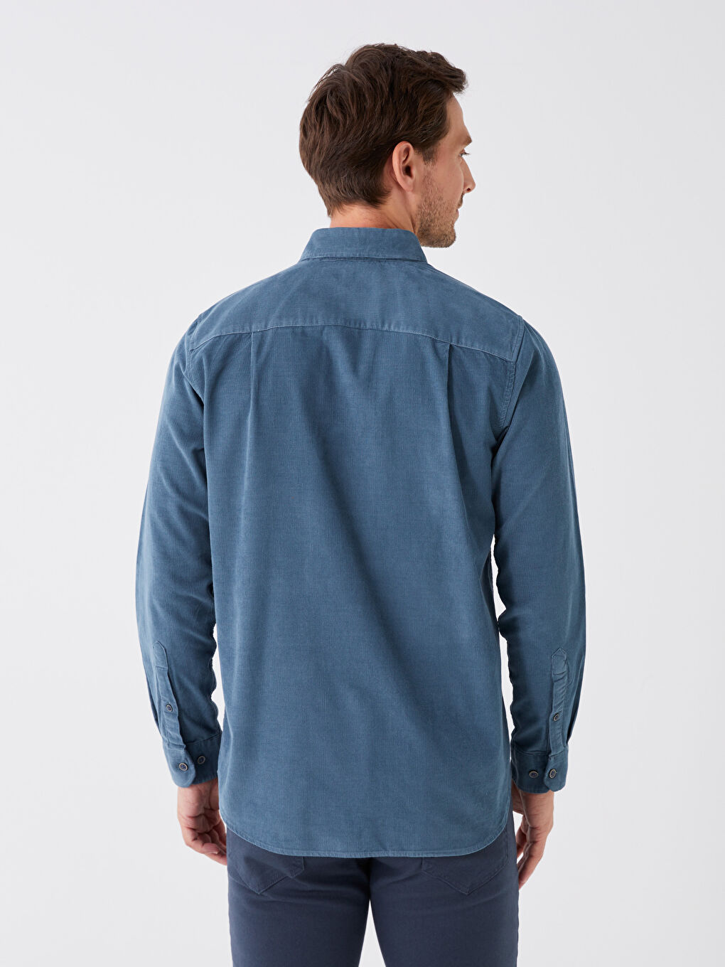 Mavi Regular Fit Uzun Kollu Kadife Erkek Gömlek-4