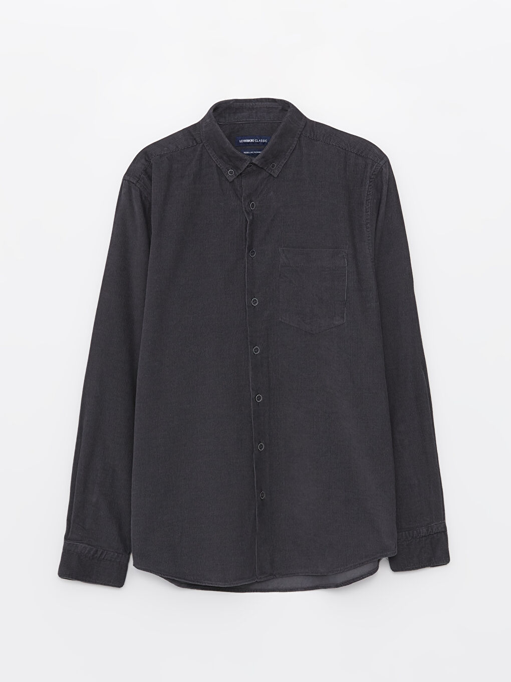 Antrasit Regular Fit Uzun Kollu Kadife Erkek Gömlek-5