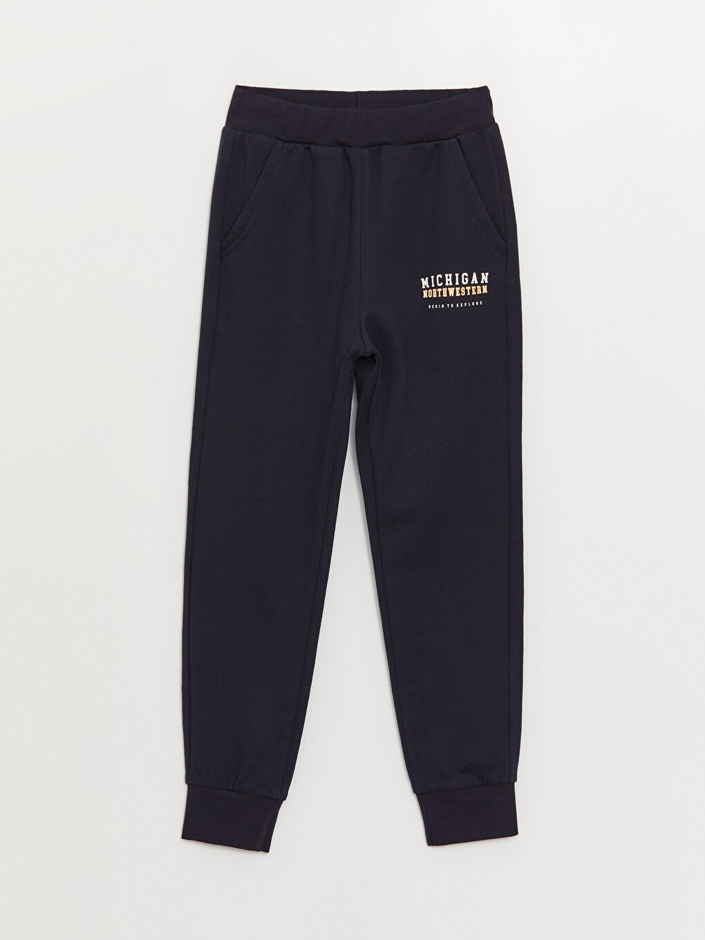 Lacivert Bisiklet Yaka Baskılı Uzun Kollu Erkek Çocuk Sweatshirt ve Eşofman Altı-3