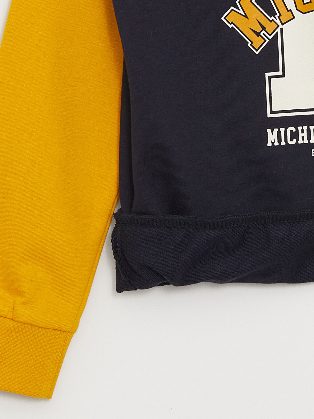 Lacivert Bisiklet Yaka Baskılı Uzun Kollu Erkek Çocuk Sweatshirt ve Eşofman Altı-5