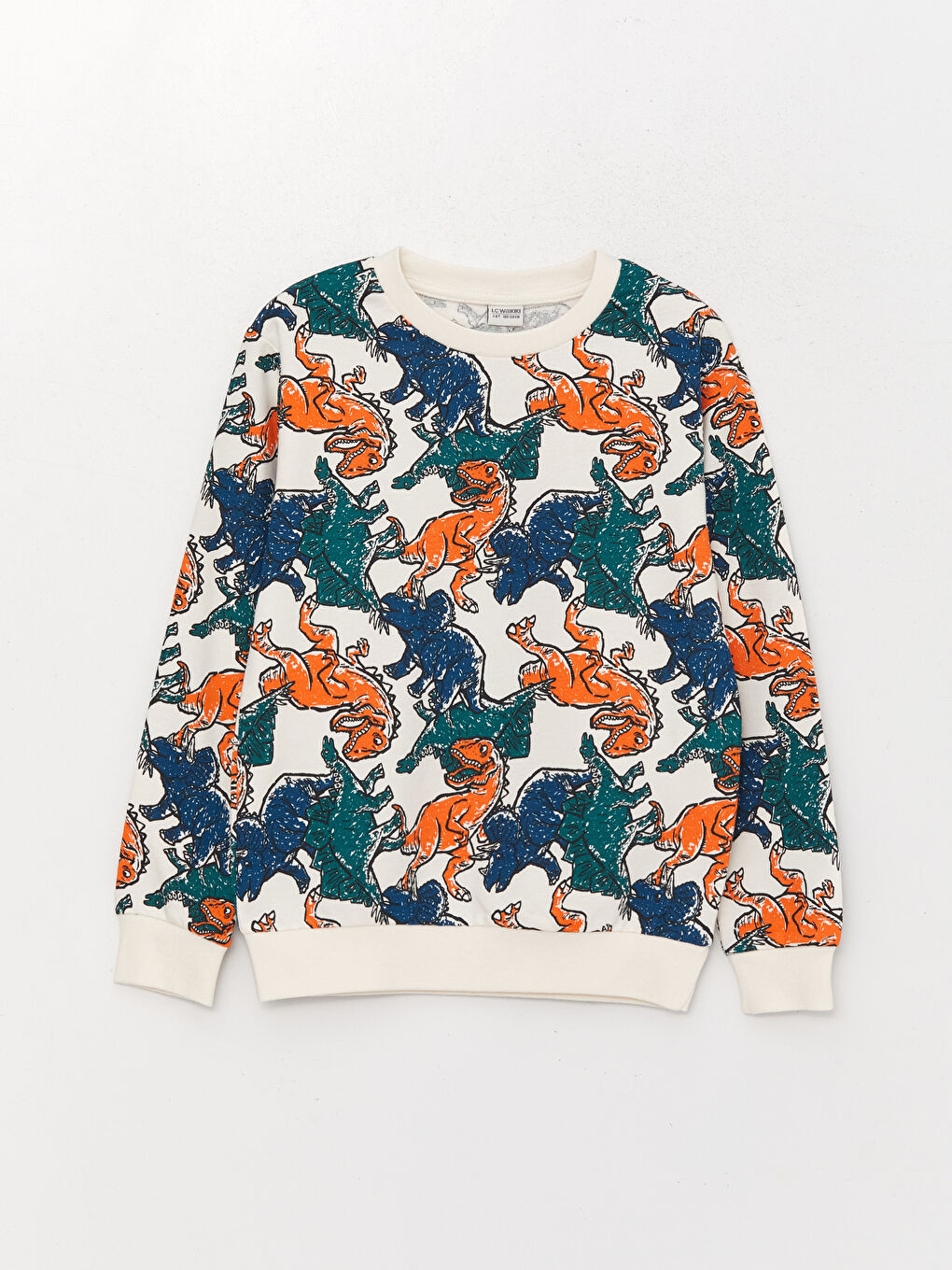 Turuncu Bisiklet Yaka Baskılı Uzun Kollu Erkek Çocuk Sweatshirt