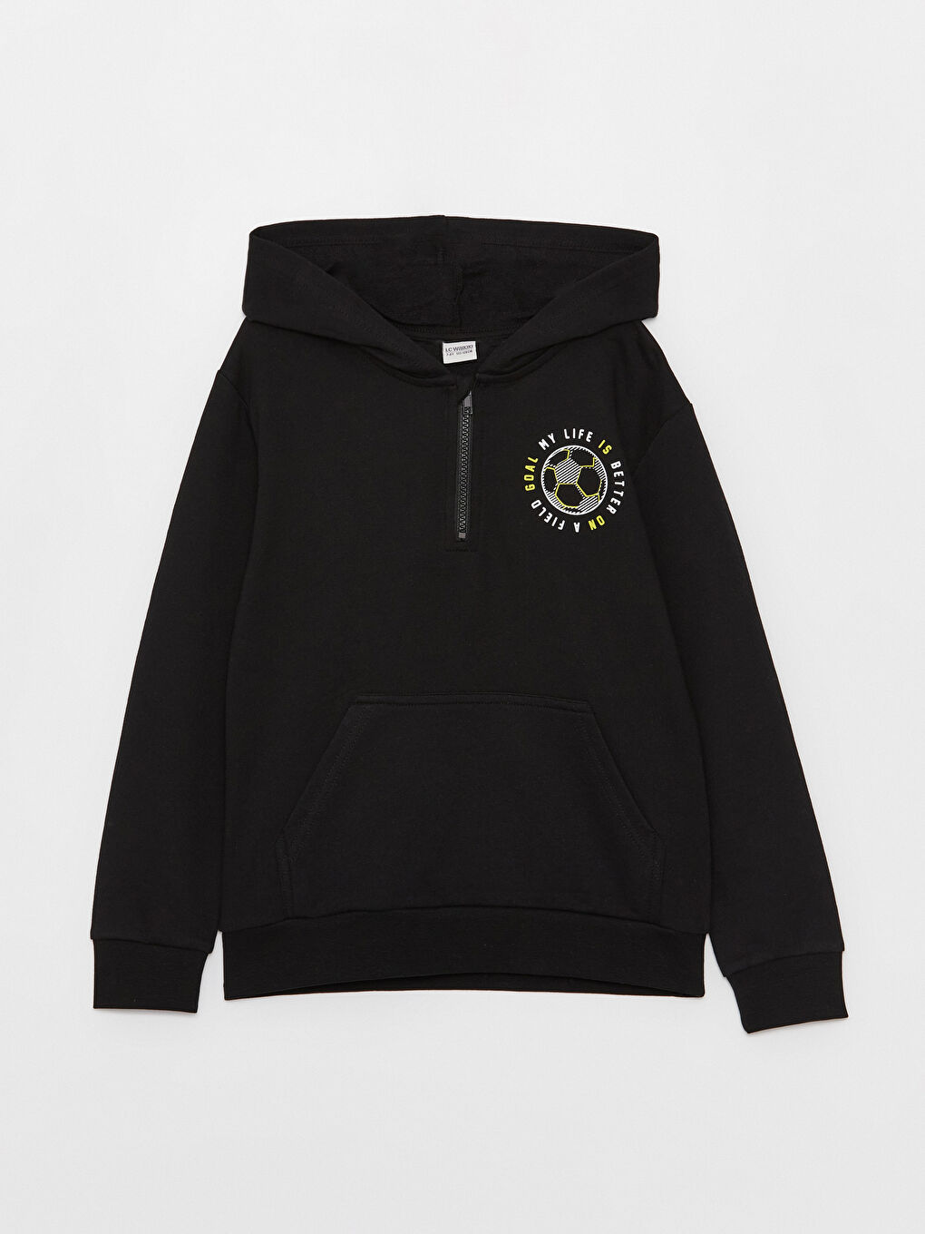 Siyah Kapüşonlu Baskılı Uzun Kollu Erkek Çocuk Sweatshirt