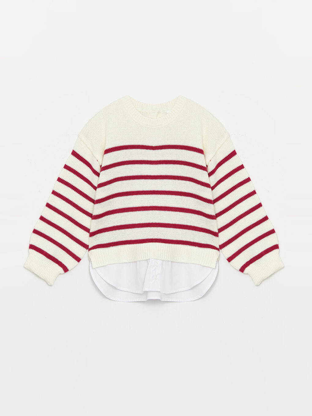 Pull-Over en Tricot Rayé à Col Rond pour Bébés Filles
