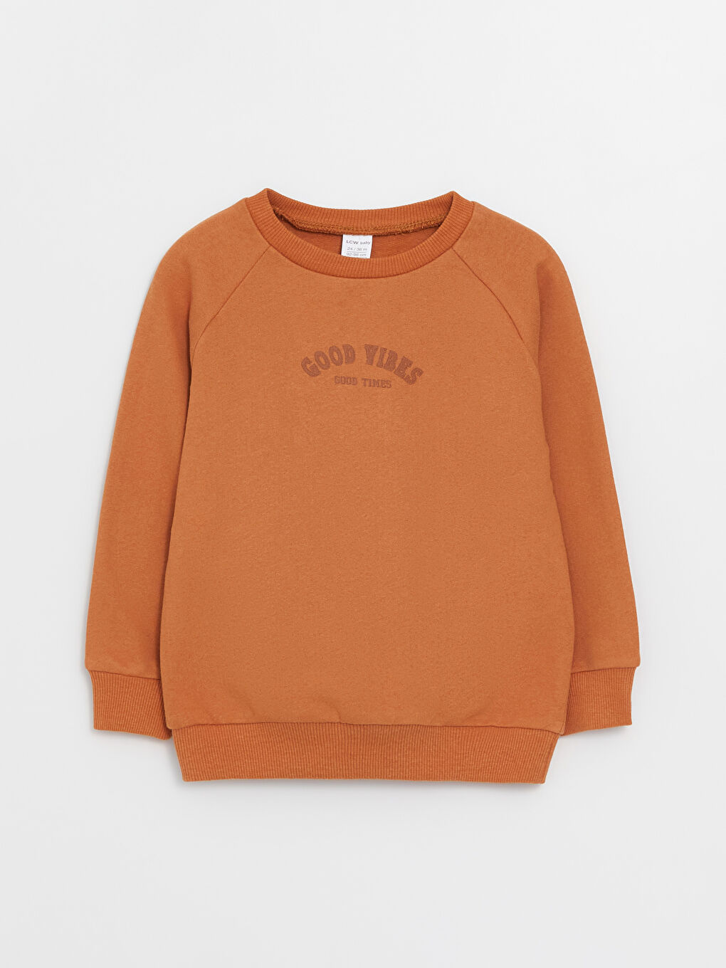 LCW baby Kahverengi Bisiklet Yaka Uzun Kollu Baskılı Erkek Bebek Sweatshirt