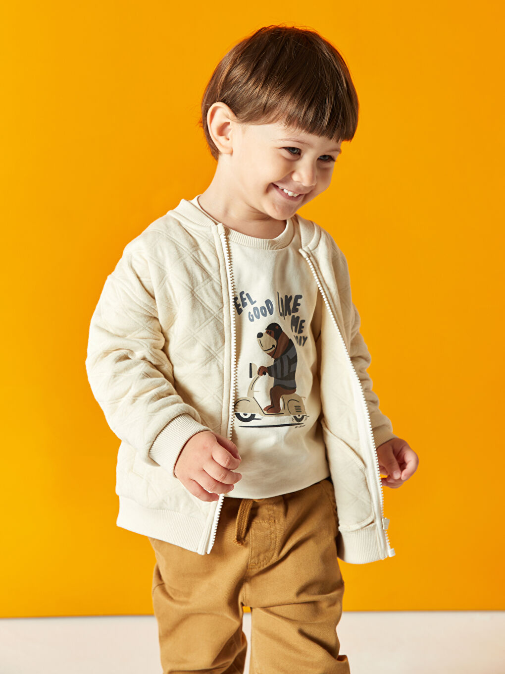 მრგვალი საყელო ნაბეჭდი გრძელმკლავიანი ბავშვის ბიჭებისთვის თბილი ზედა