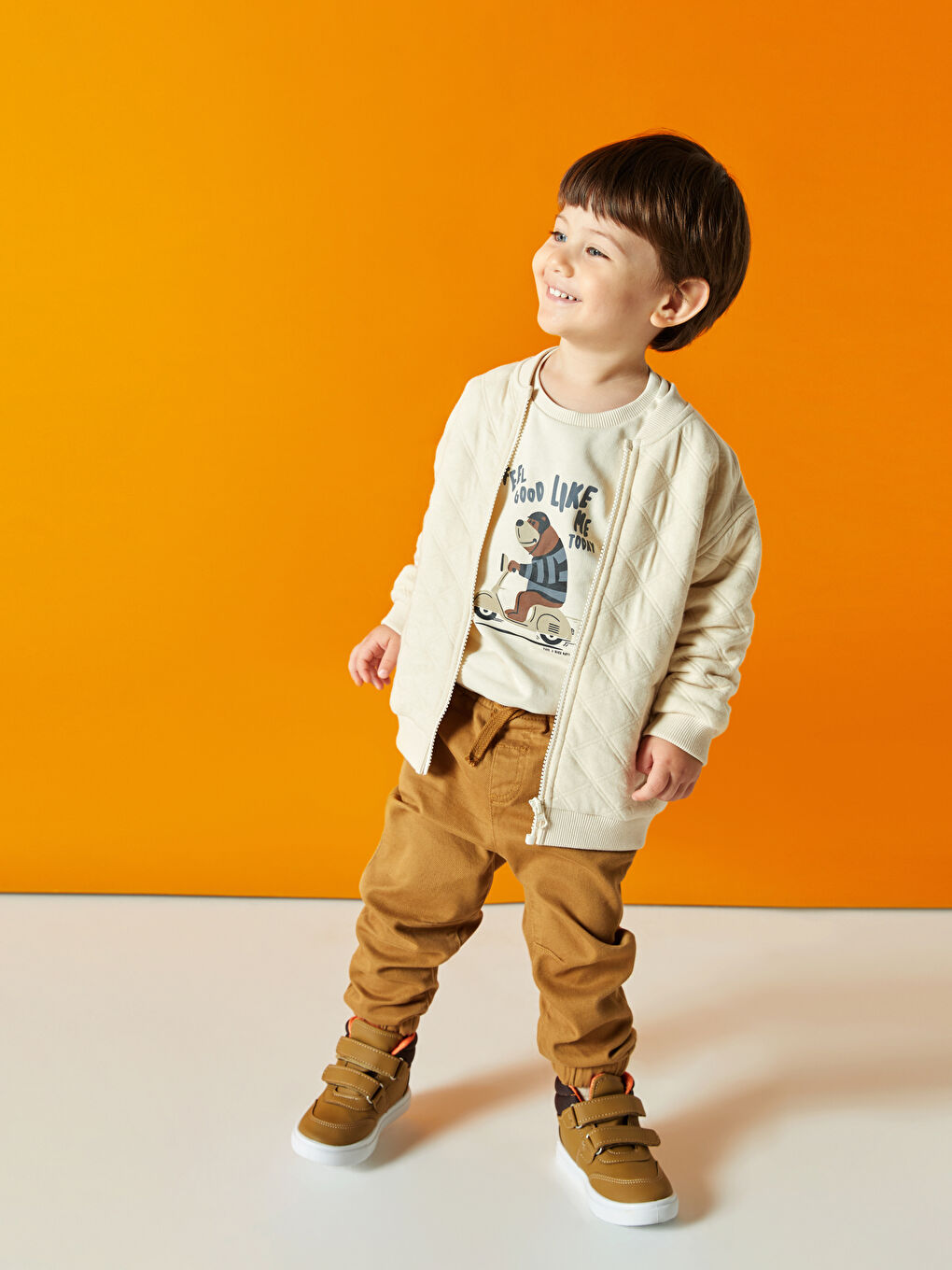 მრგვალი საყელო ნაბეჭდი გრძელმკლავიანი ბავშვის ბიჭებისთვის თბილი ზედა-1