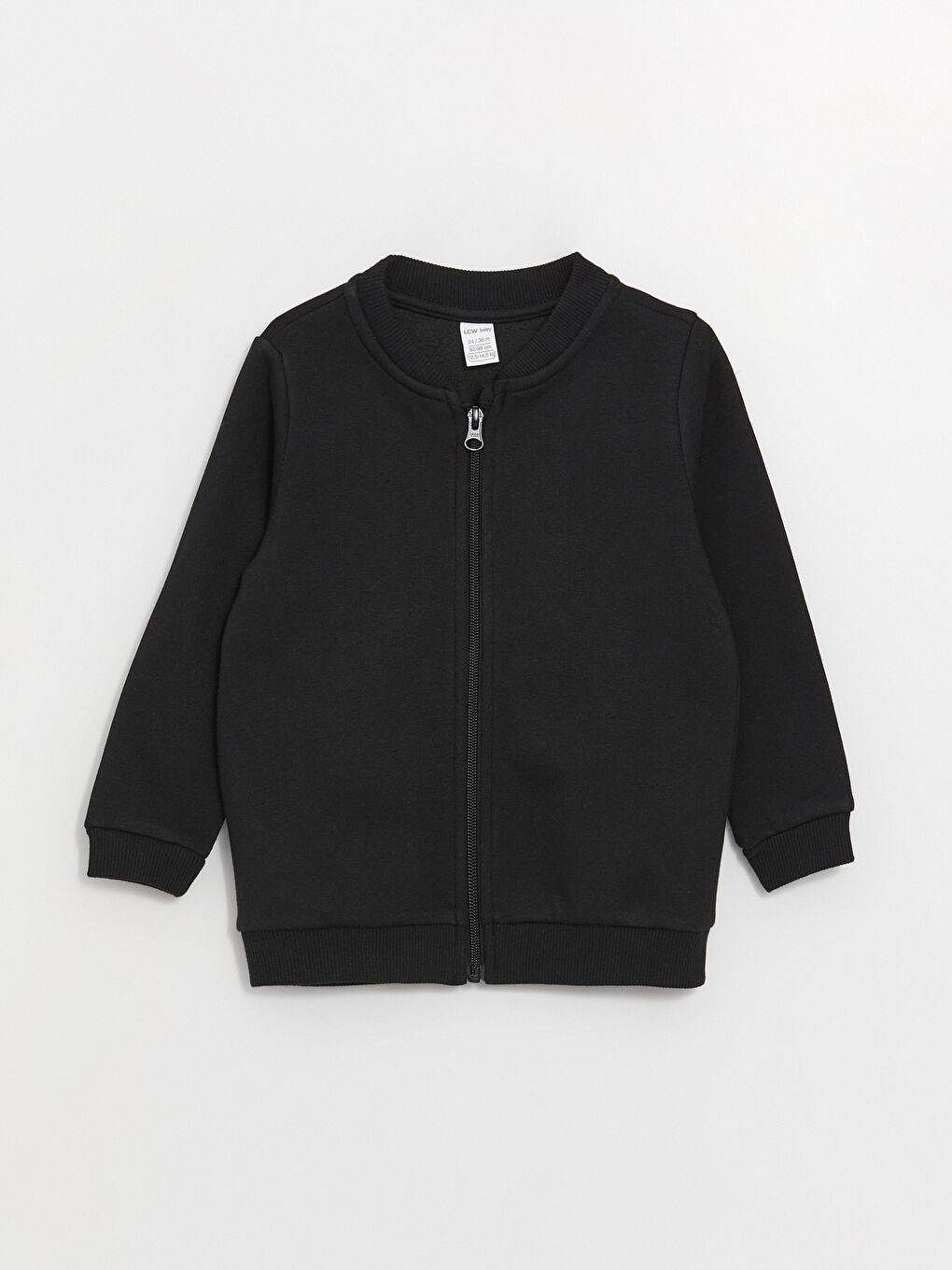 LCW baby Siyah Kolej Yaka Uzun Kollu Basic Erkek Bebek Fermuarlı Sweatshirt