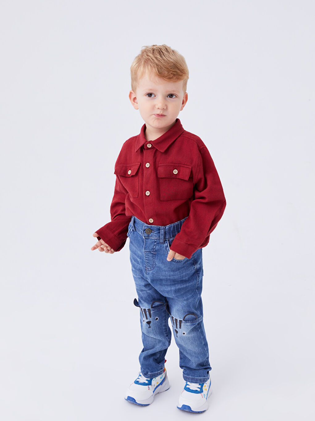 LCW baby Orta İndigo Rodeo Baskılı Erkek Bebek Jean Pantolon - 1