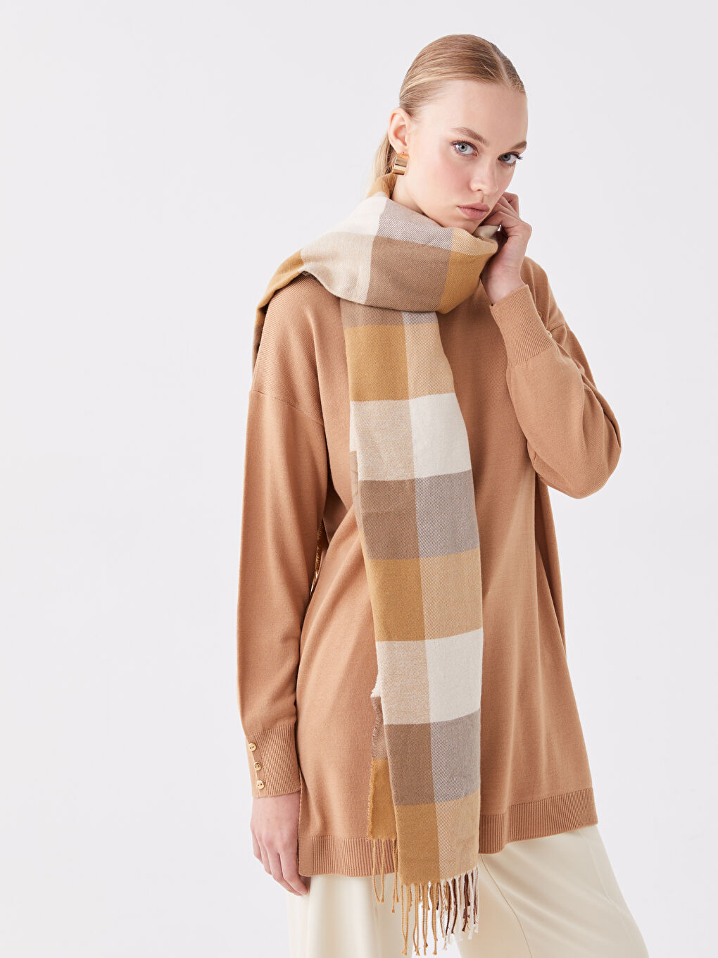 LCW ACCESSORIES Karierter Schal für Damen mit Fransen -W36026Z8-LLN