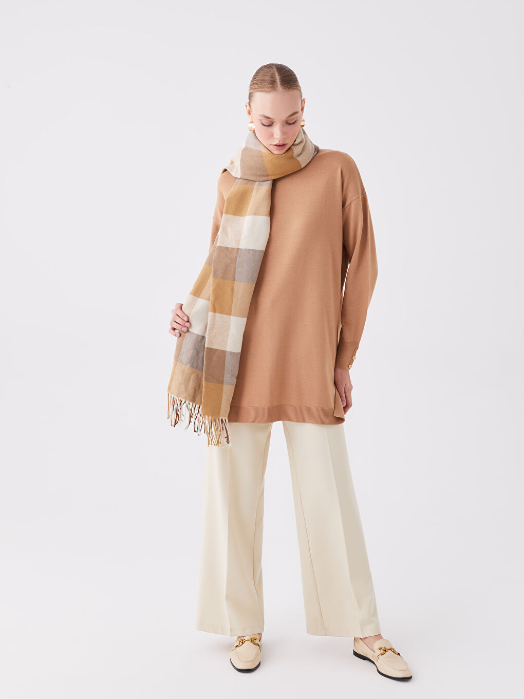 LCW ACCESSORIES Karierter Schal für Damen mit Fransen -W36026Z8-LLN