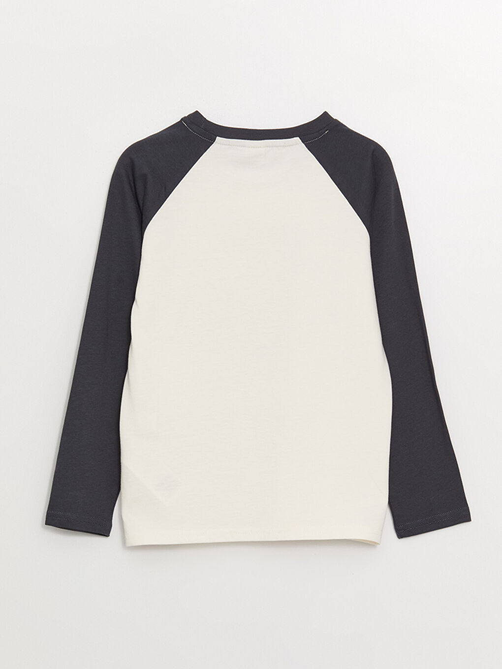 Ekru Bisiklet Yaka Baskılı Uzun Kollu Erkek Çocuk Tişört-1