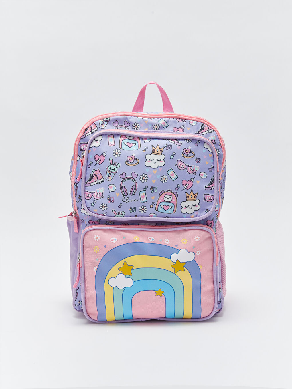 Lila Baskılı Kız Çocuk Okul Çantası