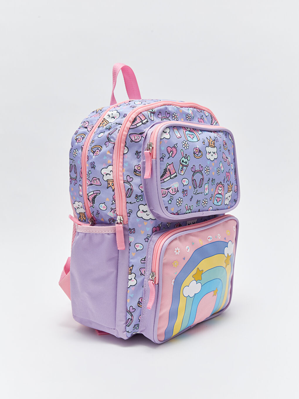 Lila Baskılı Kız Çocuk Okul Çantası-1