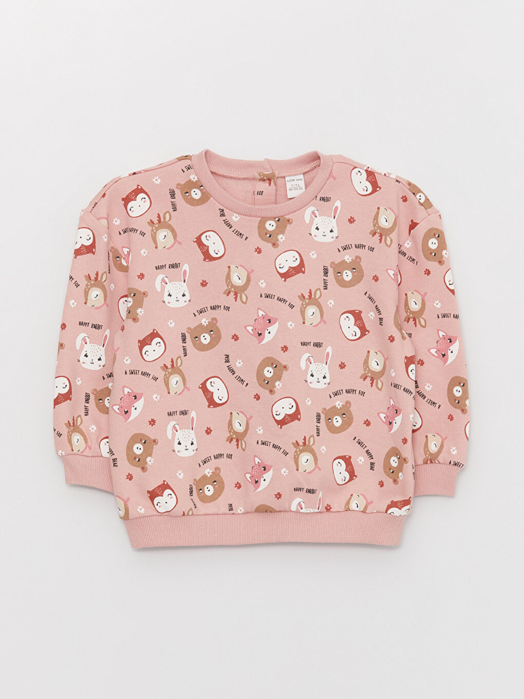 LCW baby Crew Neck Long Sleeve Printed Baby Girls' Sweatshirt -W36062Z1-KTU