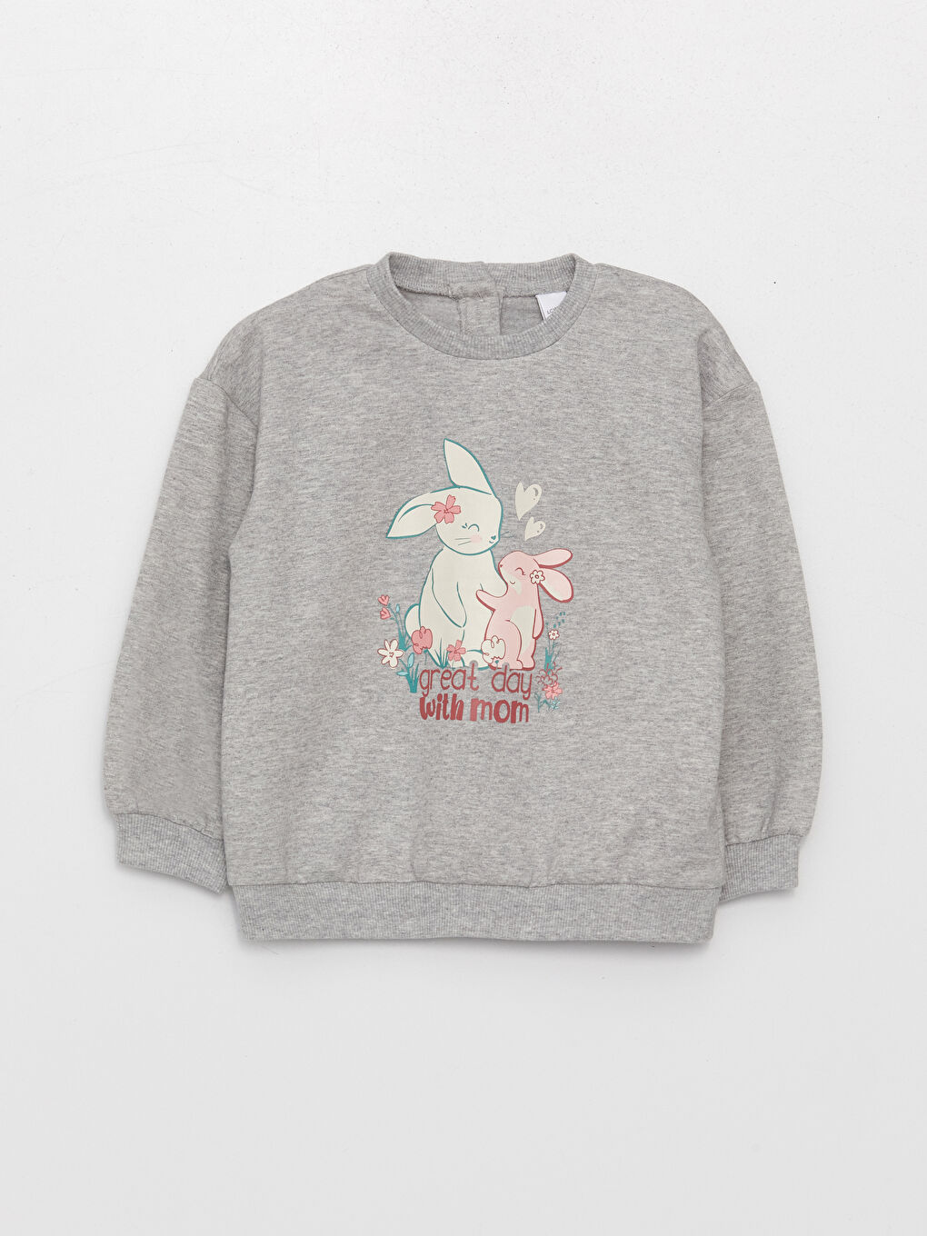 Свитшот с круглым вырезом, длинным рукавом и принтом для малышек девочек