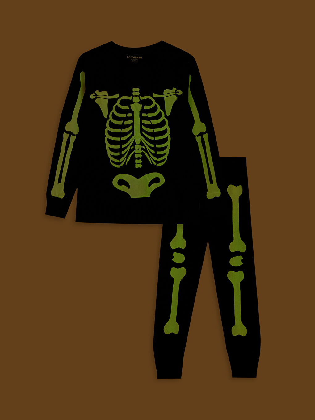 Crew Neck Printed Long Sleeve Boys' Pyjama Set-1