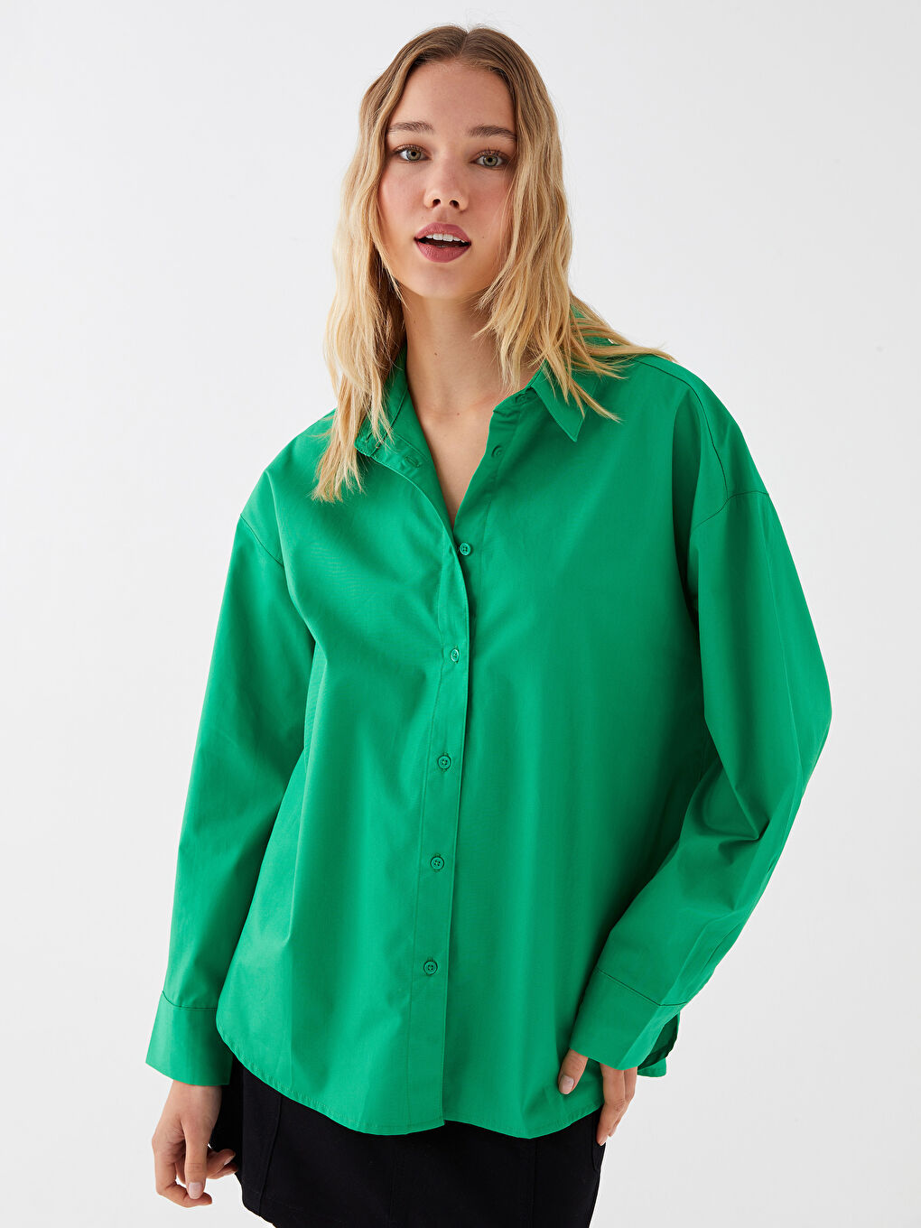 قميص بوبلين أوفراسايز للسيدات-2