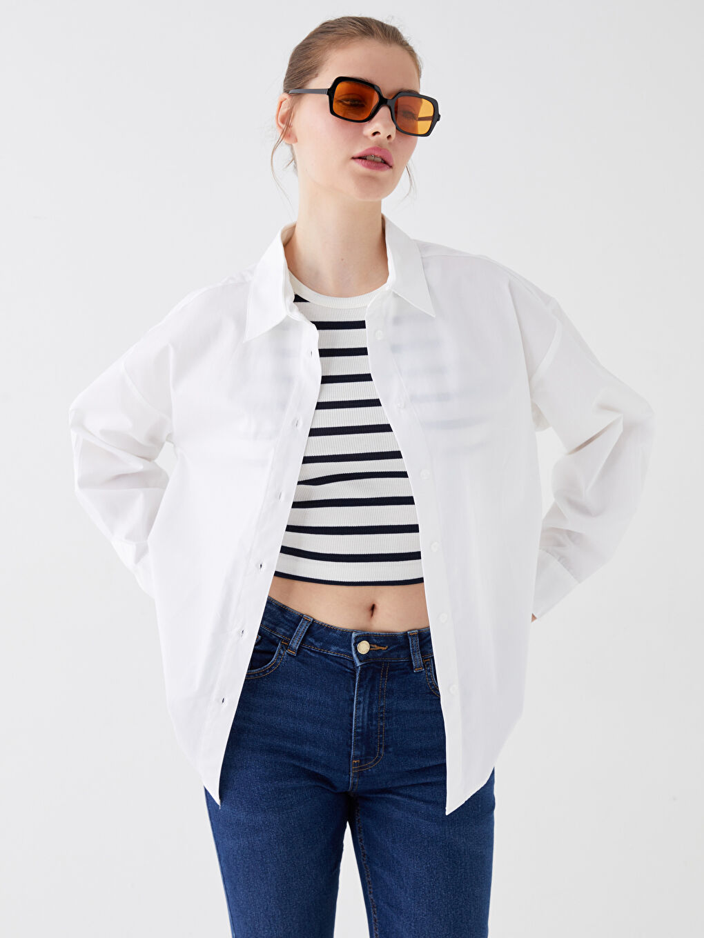 Oversize Poplin Women's Shirt -W36147Z8-Q6K