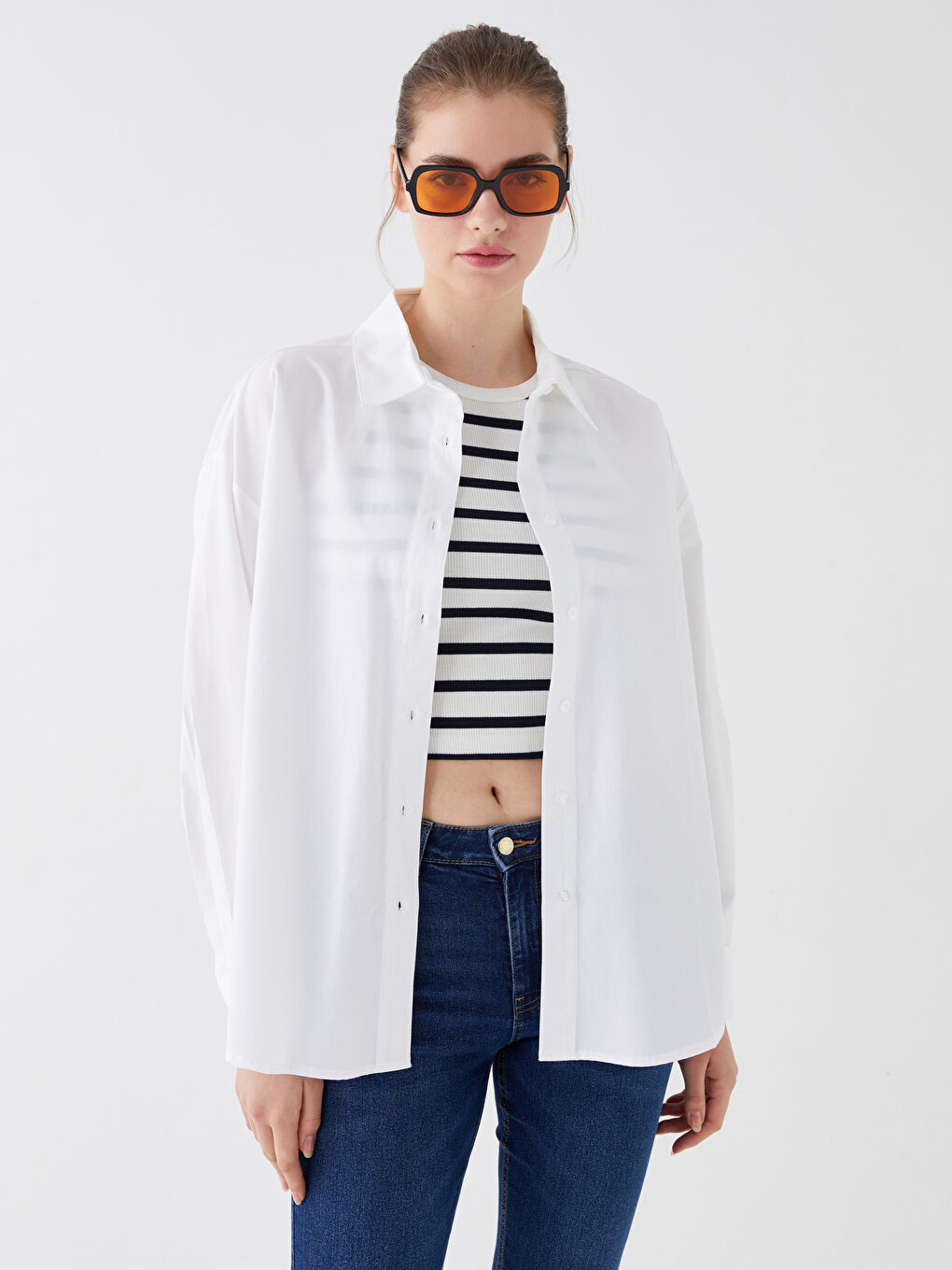 Oversize Poplin Women's Shirt -W36147Z8-Q6K