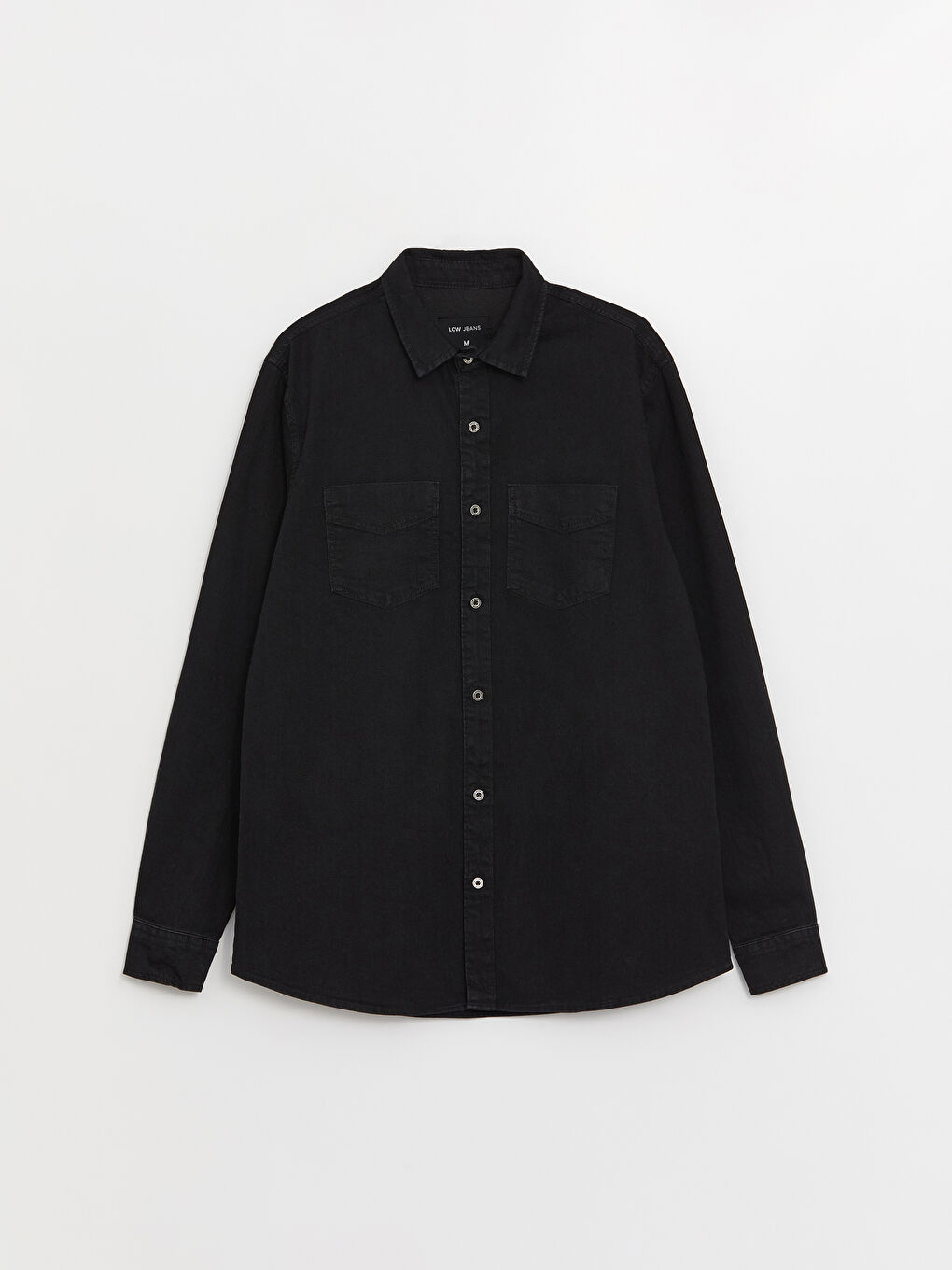 Siyah Slim Fit Uzun Kollu Erkek Jean Gömlek-5