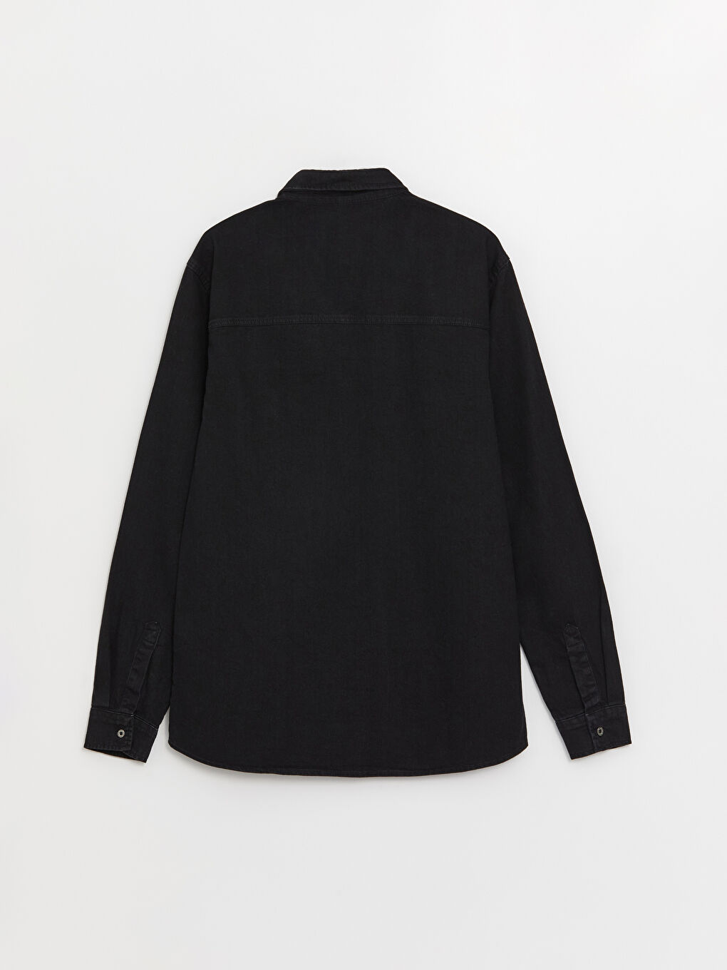 Siyah Slim Fit Uzun Kollu Erkek Jean Gömlek-6