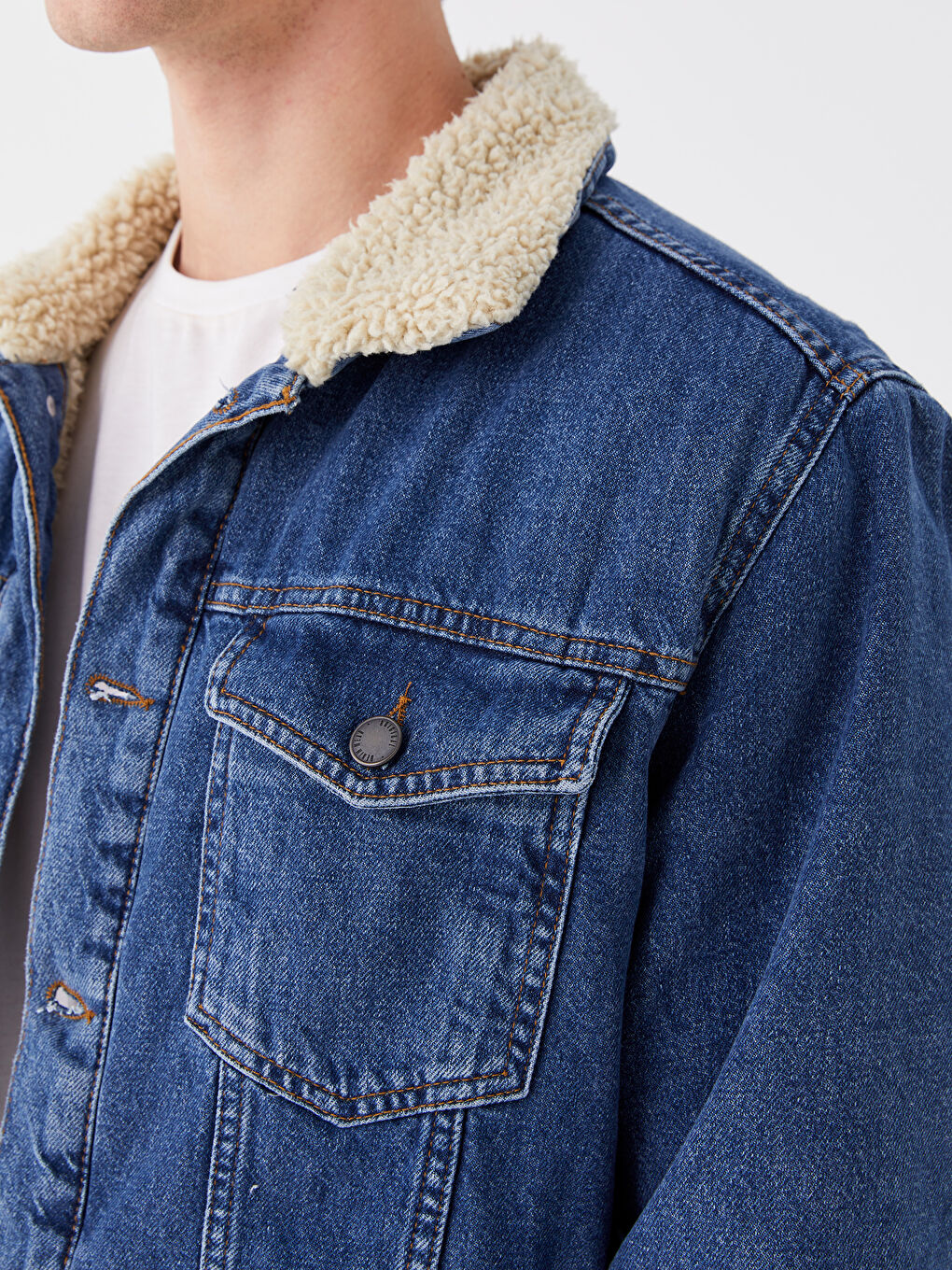 სტანდარტული ჭრა მამაკაცის ჯინსის ქურთუკი-3